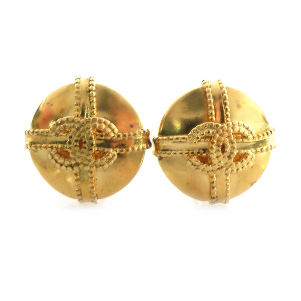 CHANEL Authentic Gold Logo Earrings
